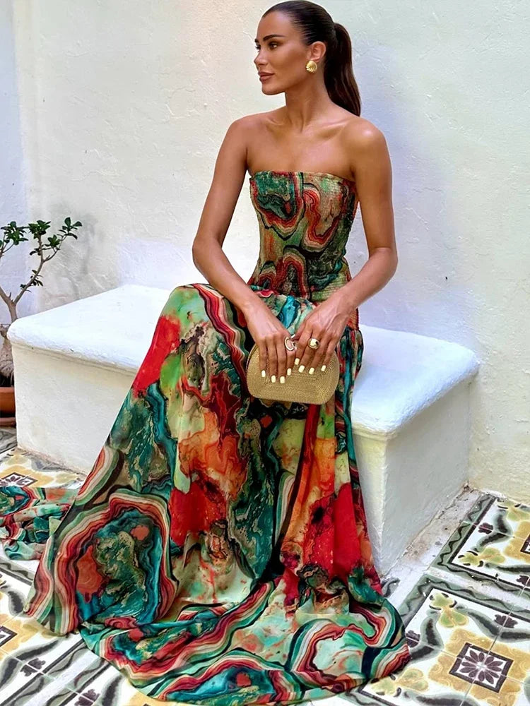 Strapless Fit And Flare Maxi Dress