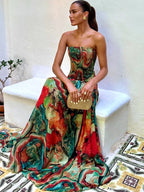 Strapless Fit And Flare Maxi Dress