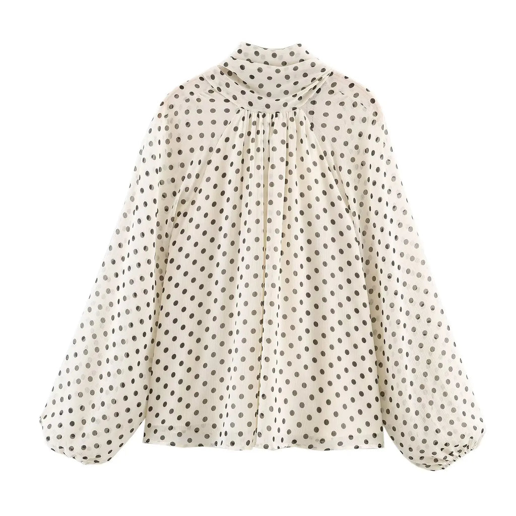 Polka Dot Puff Sleeve Blouse