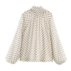 Polka Dot Puff Sleeve Blouse