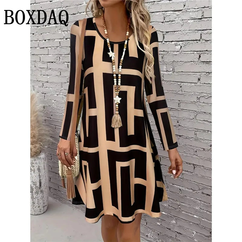 Printed A-Line Mini Dress