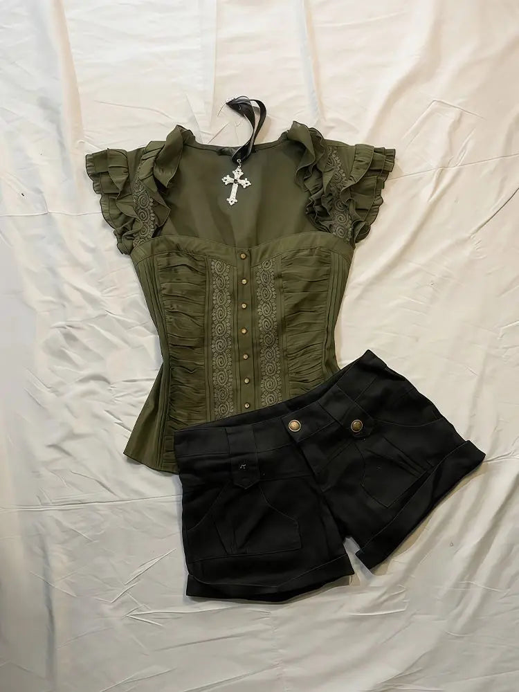 Ruffled Peplum Corset Top