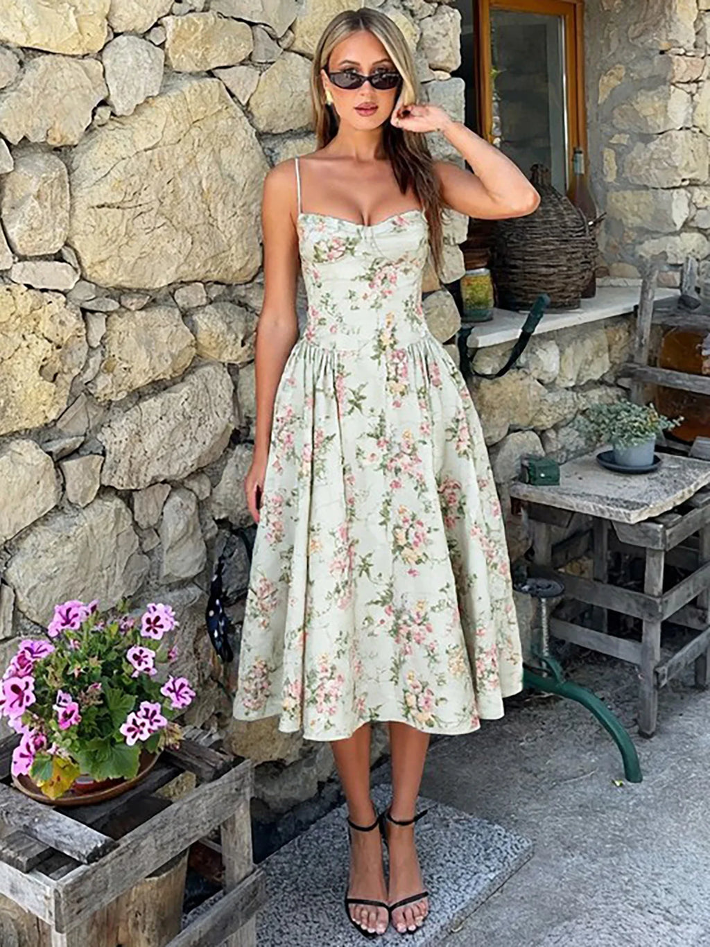 Corset Bodice Midi Dress
