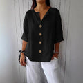 Relaxed Notched V-Neck Blouse