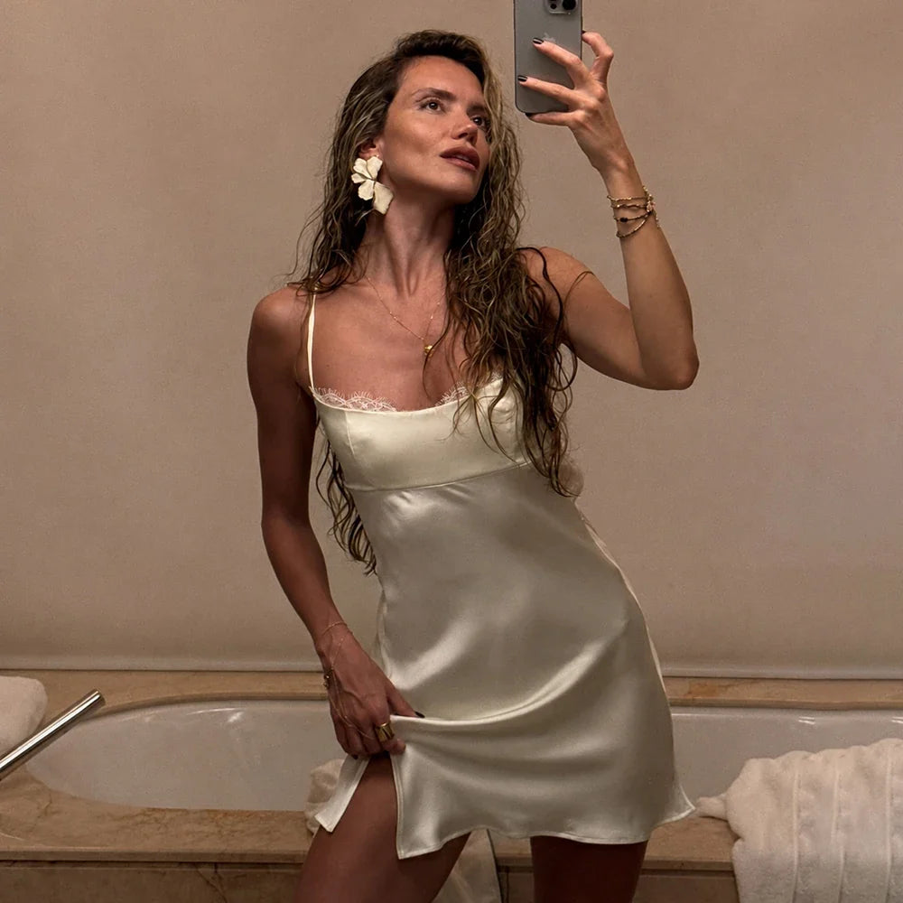 Ivory Lace Trim Slip Dress