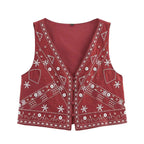 Embroidered Vest Shorts Set