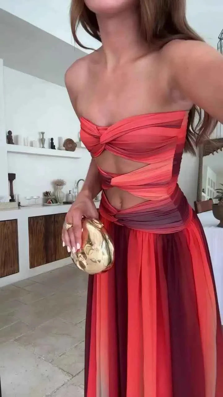 Strapless Ruched Maxi Dress