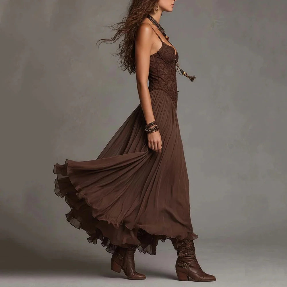 Floral Lace A-Line Maxi Dress