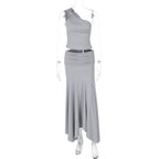One Shoulder Midi Skirt Set