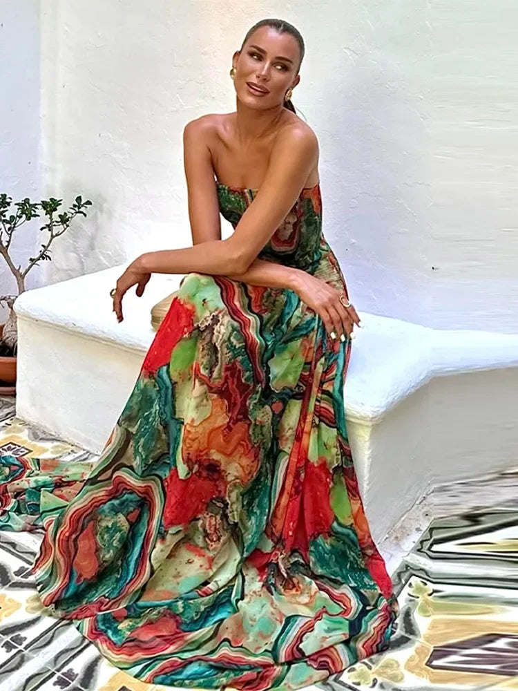 Strapless Fit And Flare Maxi Dress