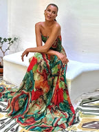 Strapless Fit And Flare Maxi Dress