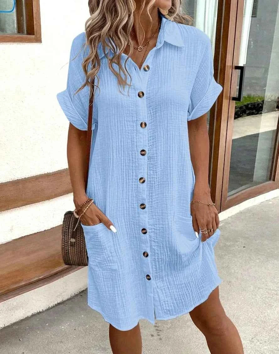 Relaxed Button Front Shirt Dress