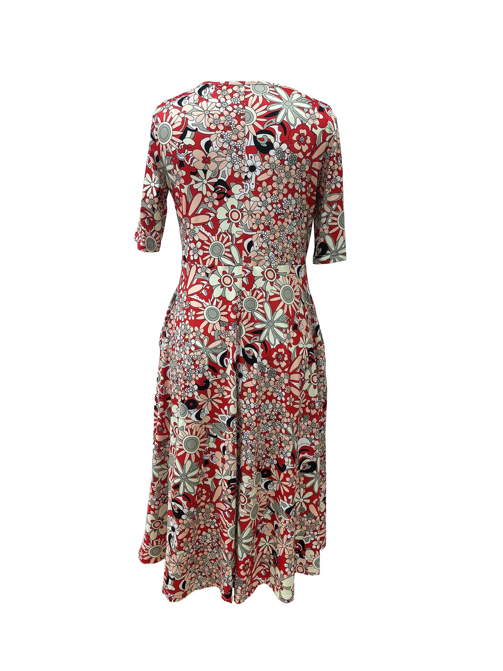 Green Floral Print A-Line Dress