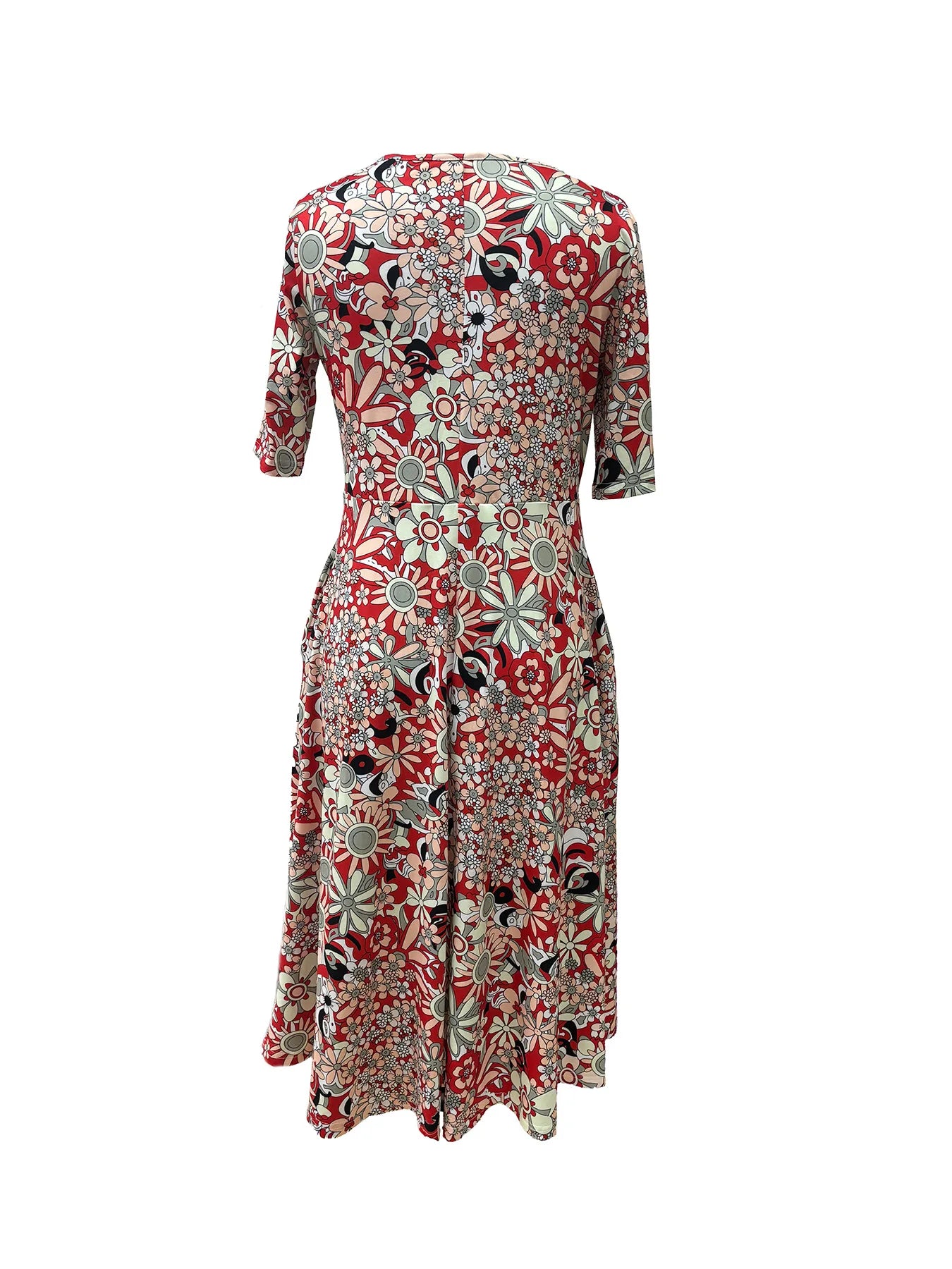 Green Floral Print A-Line Dress