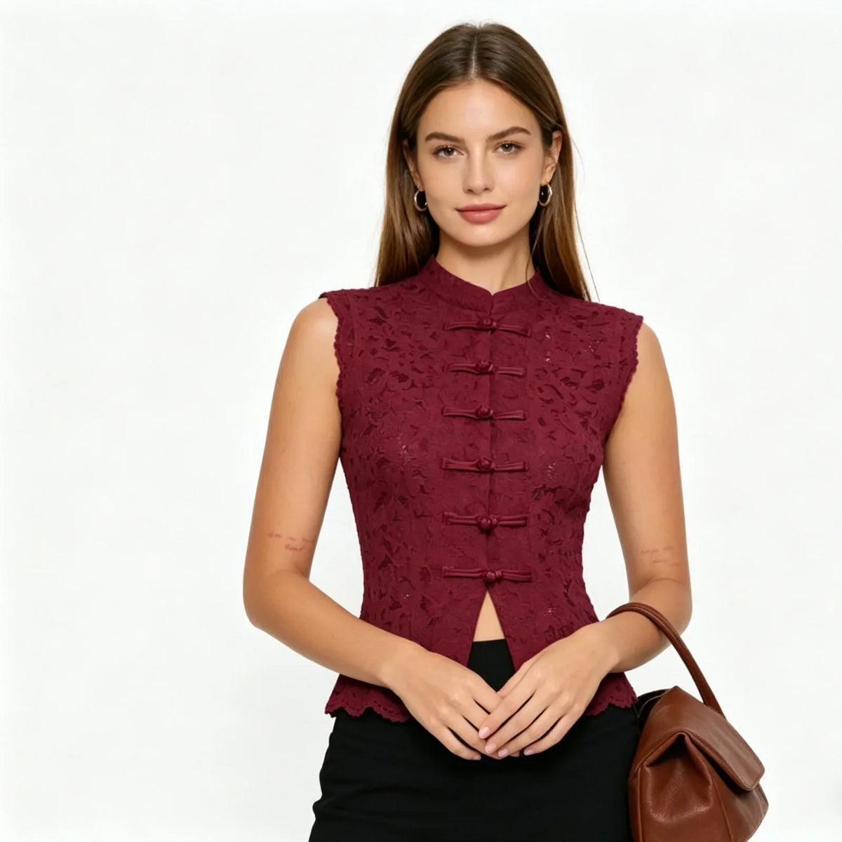 Fitted Lace Frog Closure Top