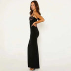 Lace Backless Evening Maxi Dress